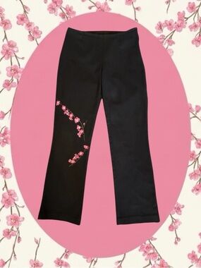 Vintage Rampage '90s Retro Minimalist Embroidered Floral Cherry Blossom Pants 7